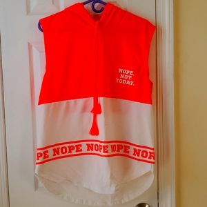 Ladies tank top from Rue 21 in a size large, with a hood and a vibrant color.